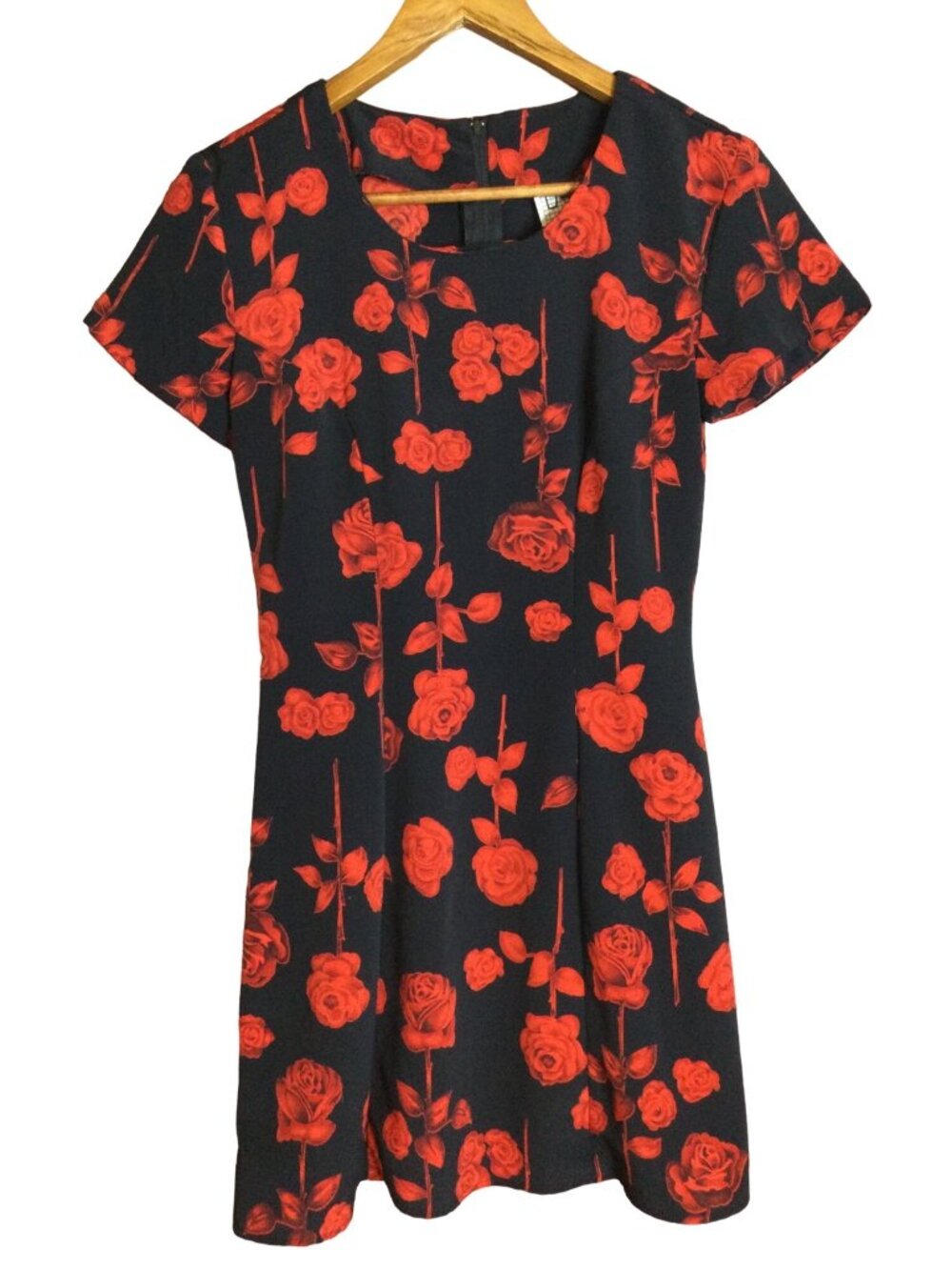 Vintage La Belle Womens Dark Romantic Floral Shift Dress Black Red Size 3 Goth